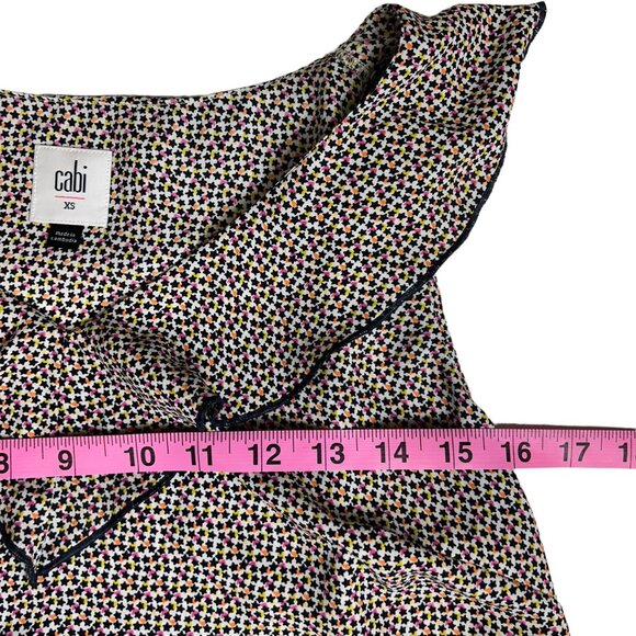 Cabi Ruffle V-Neck Pull Over Women's Tank Top Stars Patterned - Size Extra Small - Picture 6 of 6